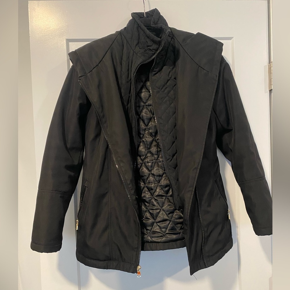 Jessica Simpson Black All Weather Jacket with Gold Zippers
